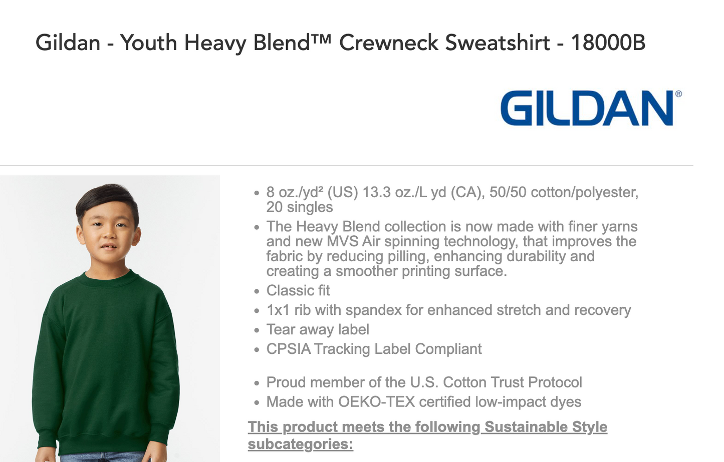 Gildan Youth Crew Neck Sweatshirt