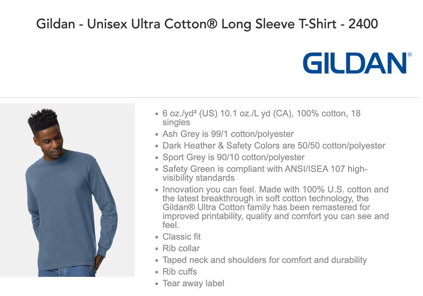 Gildan Ultra Cotton Long Sleeve