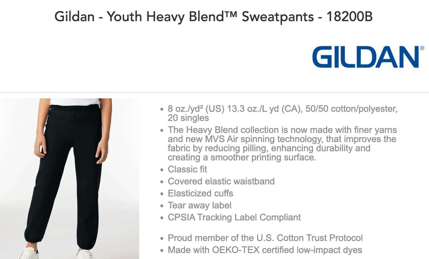 Gildan Youth Heavy Sweat Pants