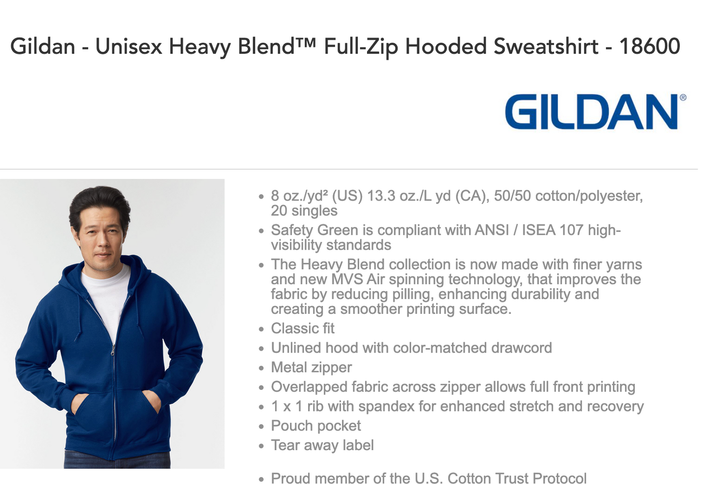 Gildan Full Zip Hoodie