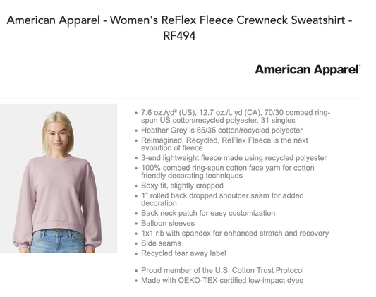 American Apparel Women's Crew