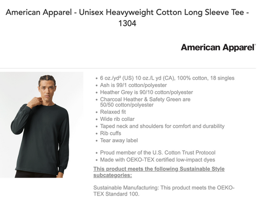 American Apparel Cotton Long Sleeve